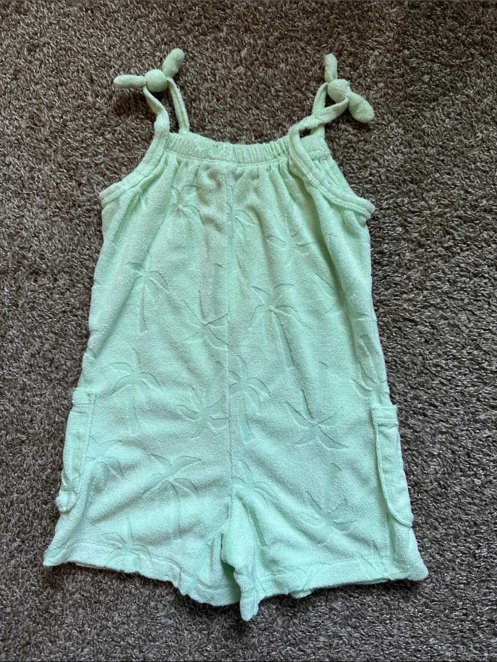 Old Navy Light Mint Terry Palm-Embossed Romper